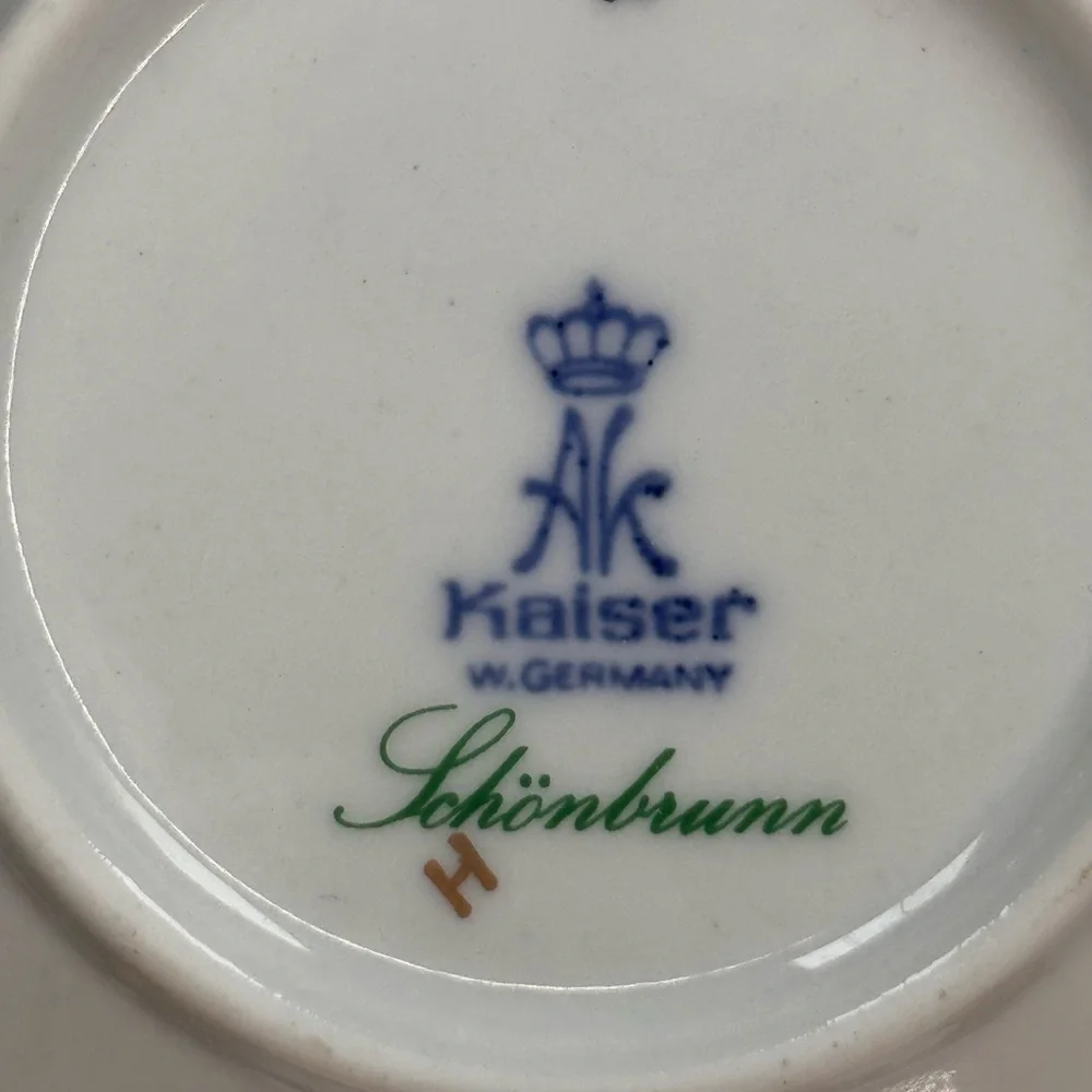Vintage Kaiser Schonbrunn Demitasse Cup Saucer Green Gold
